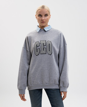 Balenciaga Сірий утеплений світшот з коміром сорочки 837035TSVP2