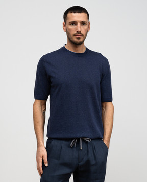 Cashmere&Whiskey Синяя футболка с леном и кашемиром MU9322318455R