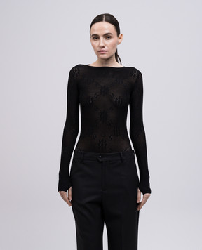 Victoria Beckham Черный боди с открытой спиной в узоре. 1225KTP006367A