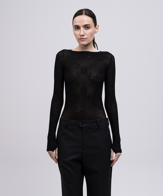 Victoria Beckham Черный боди с открытой спиной в узоре 1225KTP006367A изображение 3