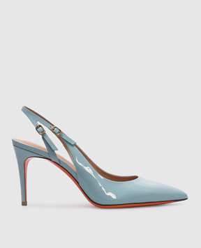 Santoni Голубые кожаные лакированные босоножки AUDREY 85 WDID71269HI2NVHD