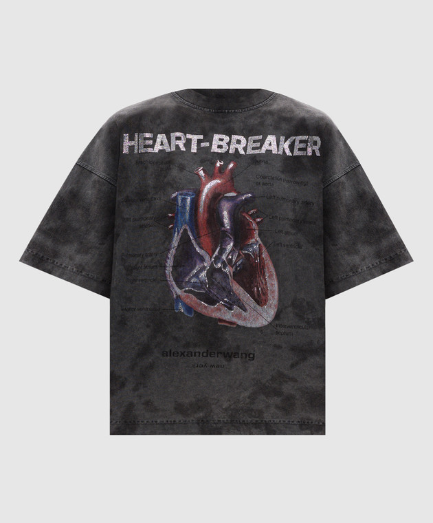 Alexander Wang - Серая футболка Heartbreaker с кристаллами