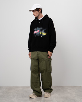 Off-White Черные худи с принтом OMBB085F24FLE00R