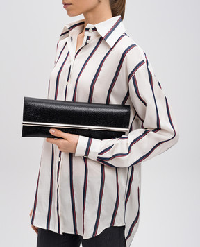 Alexander McQueen Чорний шкіряний клатч B-Long з логотипом 8133321VDBS