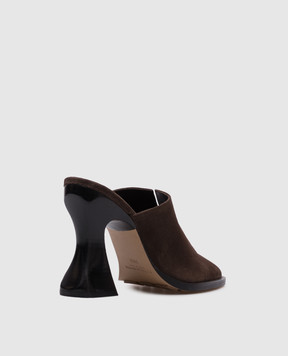 Bottega Veneta Коричневые замшевые мюли Cha-Cha 787036V3QE1