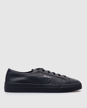 Santoni Синие кожаные кроссовки MBGT22063OCNTMIA
