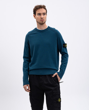 Stone Island Синій светр з вовни з логотипом K2S155100045S00B4