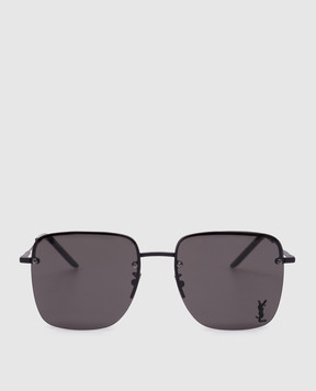 Saint Laurent Черные очки с монограммой логотипа в тон SL312M