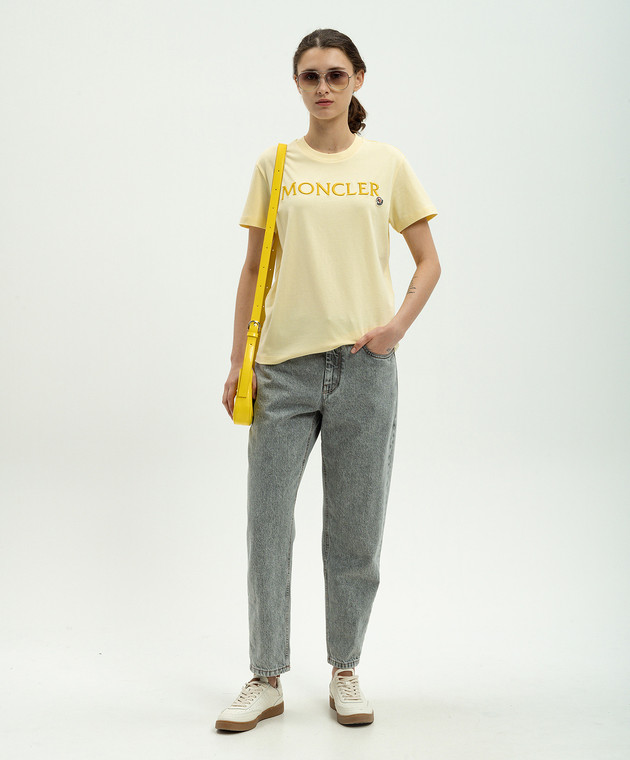 Moncler Женская футболка с фактурной вышивкой логотипа 8C00006829HP изображение 2