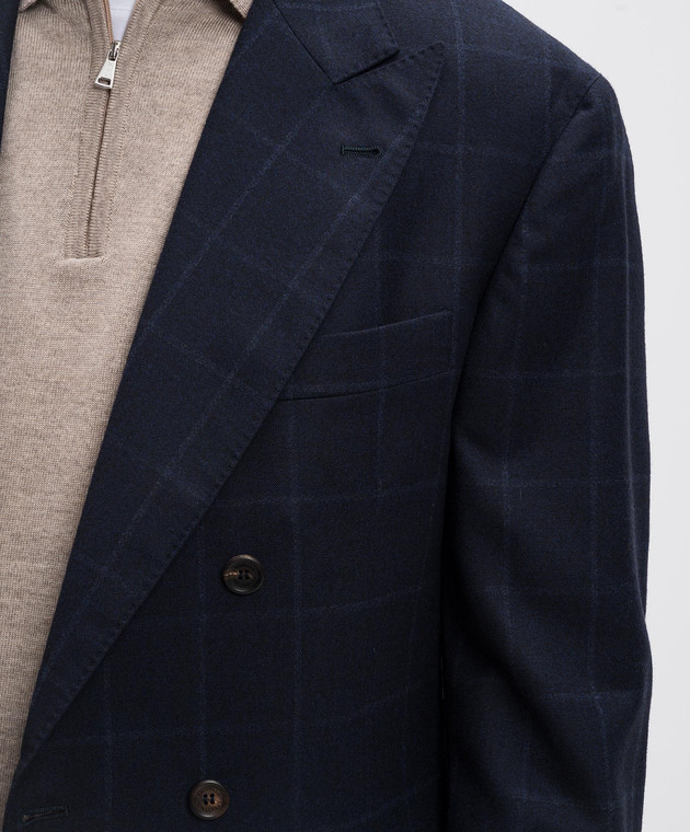 Brunello Cucinelli Синий костюм из шерсти в клетку MN4307BPZ изображение 4