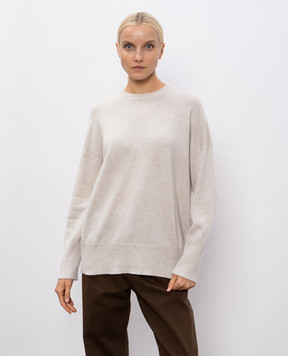 Brunello Cucinelli Бежевый джемпер из кашемира с цепочкой мониль M12707300