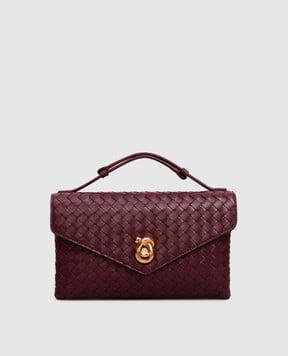 Bottega Veneta Бордовая кожаная сумка с плетением 817191V08Z0