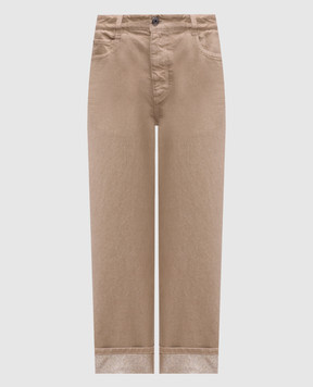 Brunello Cucinelli Бежеві джинси з патчем логотипа MA176P5994