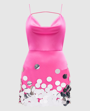 David Koma Розовое атласное платье мини с пайетками RE24DK04D