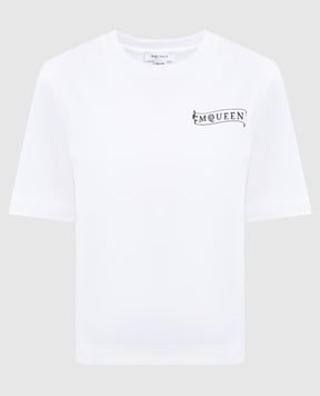 Alexander McQueen Біла футболка з принтом логотипа 838554QZAPG