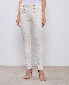 Balmain Білі джинси з брендовими заклепками 5163324N