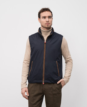 Kiton Синій жилет з контрастним окантуванням UW2140V0834F