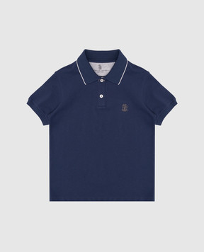 Brunello Cucinelli Дитяче синє поло з емблемою логотипа BE854T315C