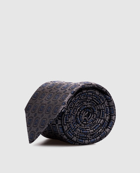 Brunello Cucinelli Серый галстук из шелка в геометрический узор. MV8940018