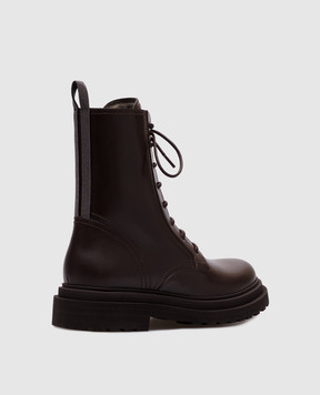 Brunello Cucinelli Коричневі шкіряні черевики з ланцюжком моніль MZOLG3036P