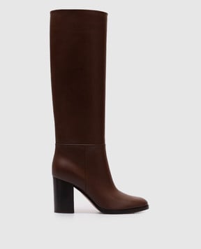 Gianvito Rossi Коричневі шкіряні чоботи SANTIAGO G8047985CUO