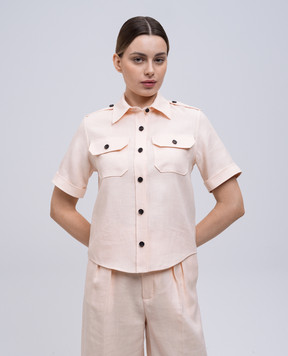 Loro Piana Розовая рубашка Annalisa из льна и шерсти FAM7333