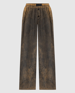 Maison Margiela MM6 Жовті штани із шовку з ефектом потертості S52KA0523M35244