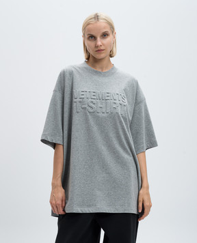 Vetements Серая меланжевая футболка с фактурным логотипом UA65TR370Gw