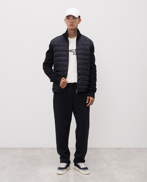 Moncler Синя пухова куртка з вовною з нашивкою логотипа K20919B50700A9341