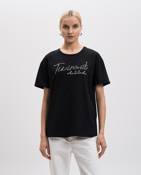 Twinset Чорна футболка з логотипом 251AP2162