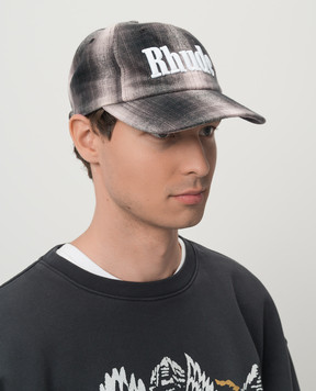 Rhude Серая кепка с вышивкой логотипа в клеточку RHPF24HA06320