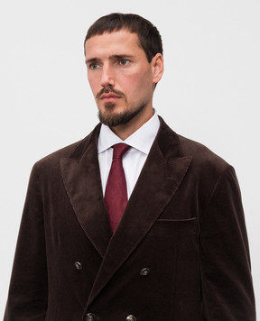 Brunello Cucinelli Бордовый галстук из шелка в узор MR8970018