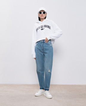 Dolce&Gabbana Блакитні джинси з проріхами зі шкіряним патчем логотипа FTBXGDG8GJ3