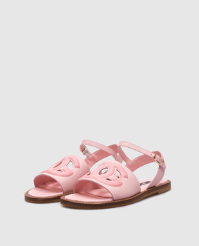 Dolce&Gabbana Детские розовые кожаные сандалии с логотипом. D11308A11142736