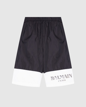 Balmain Детские черные шорты для плавания с логотипом BWCP0DZ2966