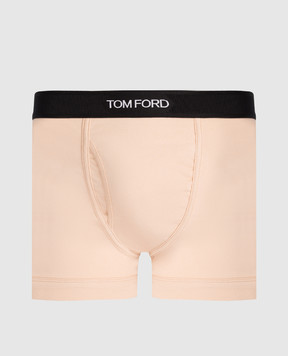 Tom Ford Бежевые трусы-боксеры с узором логотипа T4LC31040