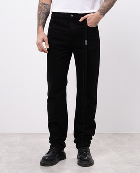 Ann Demeulemeester Чорні джинси Gill з брендовими стрічками B0010314FA038