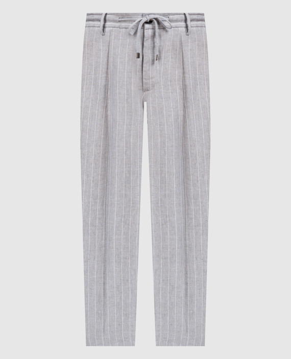 Gray striped linen pants