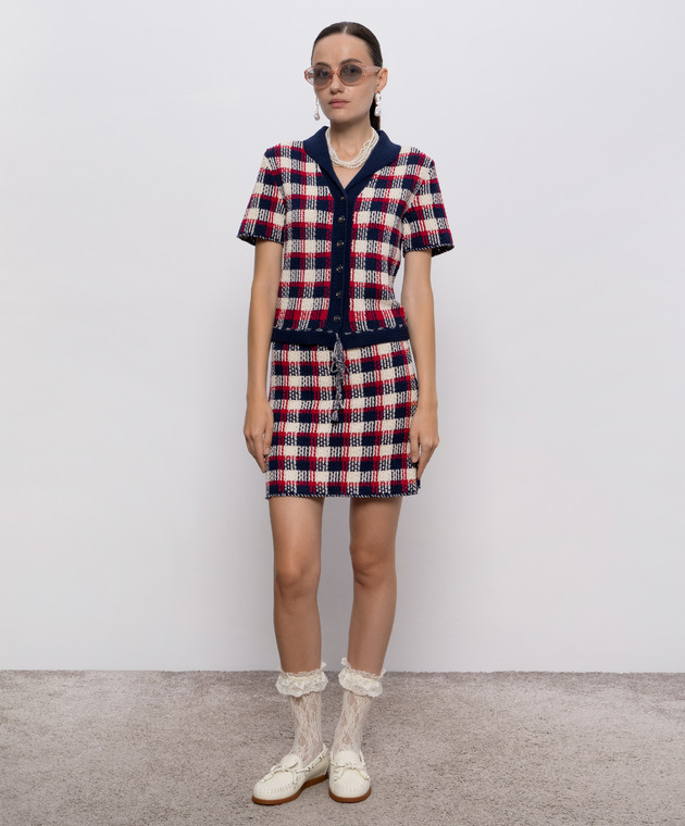 Valentino Твидовая юбка мини в клеточку 7B3KG05N9H4 изображение 2