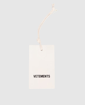 Vetements Білий шкіряний брелок у вигляді бирки UH76HT100L