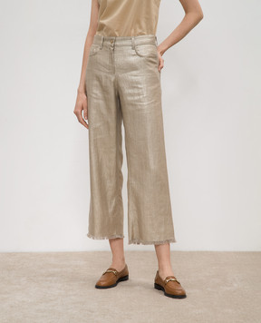 Max Mara Бежевые брюки BOUQUET из льна BOUQUET