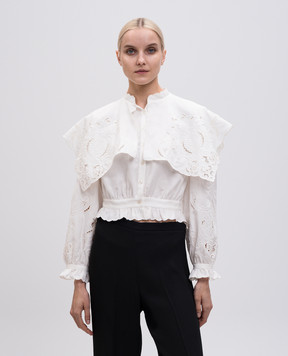 Twinset Біла блуза Elba з льоном з вишивкою бродері 251TS2112
