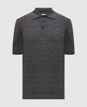 Brunello Cucinelli Серое поло с леном M2L00315