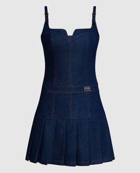 Versace Jeans Couture Синя джинсова сукня міні з плісе 76HAO951DW023L54