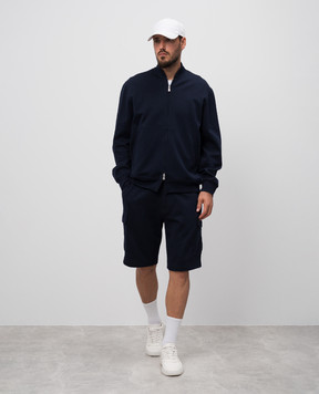 Brunello Cucinelli Синяя спортивная куртка с кашемиром и шелком. MM8319072G