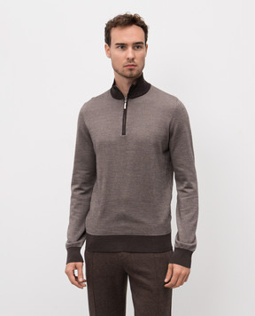 Doriani Cashmere Коричневый джемпер из шерсти, шелка и кашемира 18410B62379