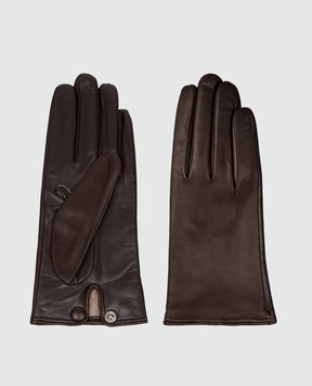 Sermoneta Gloves Коричневі шкіряні рукавички з кнопкою M39