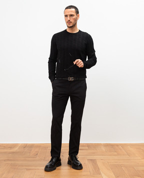 Dolce&Gabbana Чорний светр із шовку в тканий візерунок логотипа GXX02TJBSKE