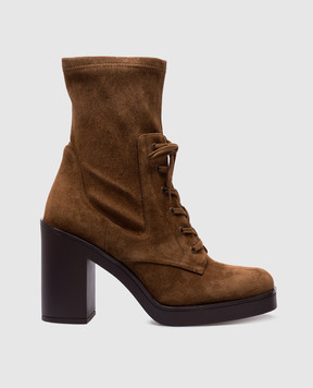 Stuart Weitzman Коричневі замшеві ботильйони EVERITT 80 SJ307