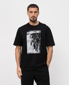 Versace Черная футболка с принтом 10133021A15085